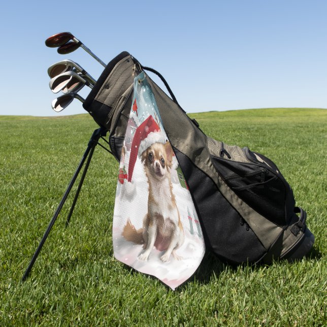 Toalla De Golf Navidades de Chihuahua Winter Wonderland disfrutan (Verde)