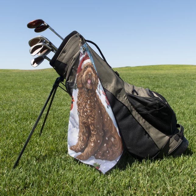 Toalla De Golf Navidades de Cockapoo Winter Wonderland Alegría (Verde)