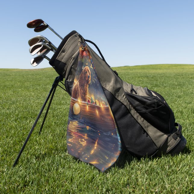 Toalla De Golf Navidades de Cocker Spaniel Festividad (Verde)