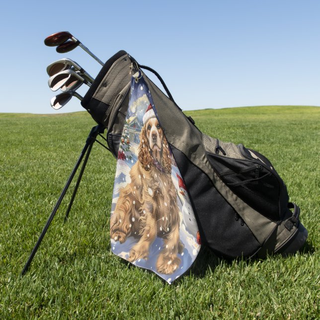 Toalla De Golf Navidades de Cocker Spaniel Winter Wonderland (Verde)