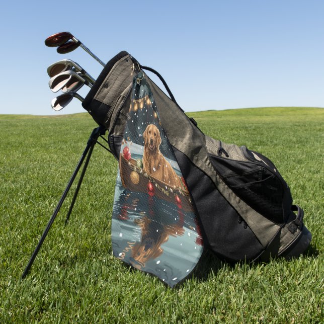 Toalla De Golf Navidades de Golden Retriever (Verde)