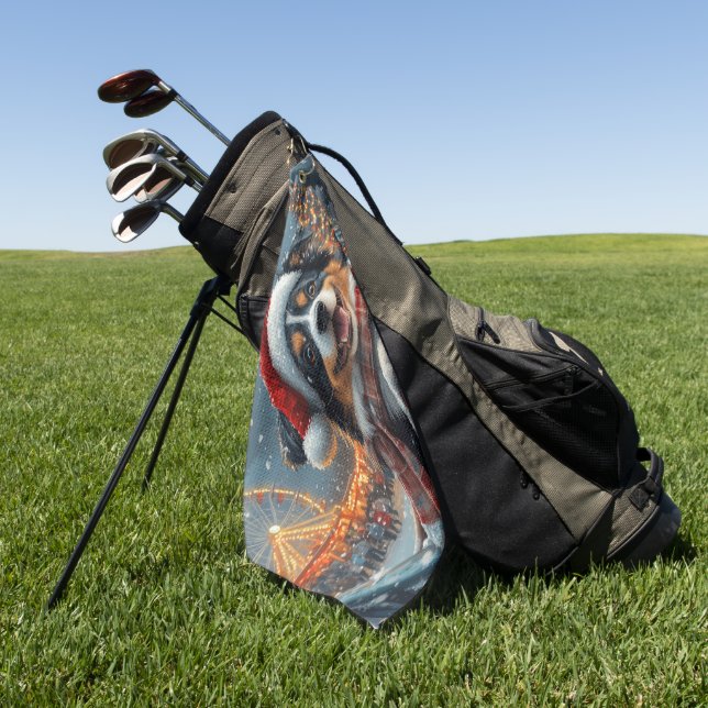 Toalla De Golf Navidades de la Pascua de Roller de Perro de Pasto (Verde)