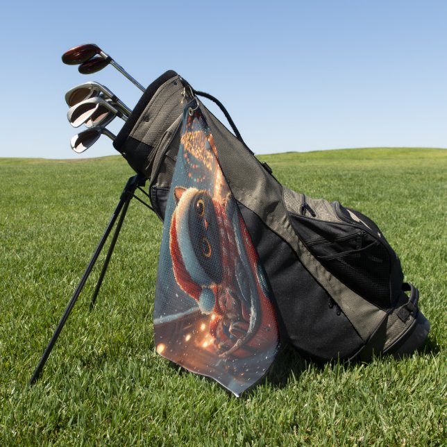 Toalla De Golf Navidades de montaña rusa de rollo de gato negro (Verde)