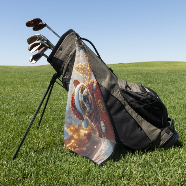 Toalla De Golf Navidades de Pascua de Perro Bull Terrier (Verde)