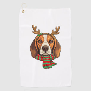 Toalla De Golf Navidades de Perro Beagle renos Santa Hat Gracioso