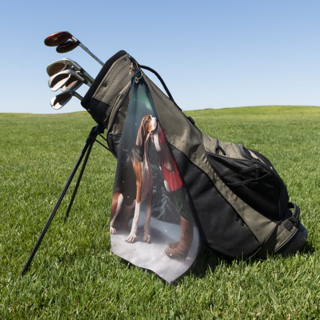 Toalla De Golf Navidades de Treeing Walker Coonhound Santa Claus (Verde)