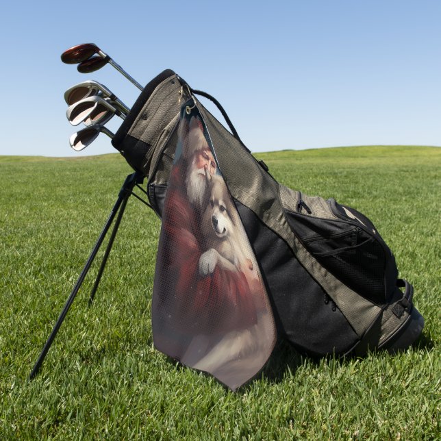 Toalla De Golf Navidades del festival Lapphund Santa Claus en Fin (Verde)