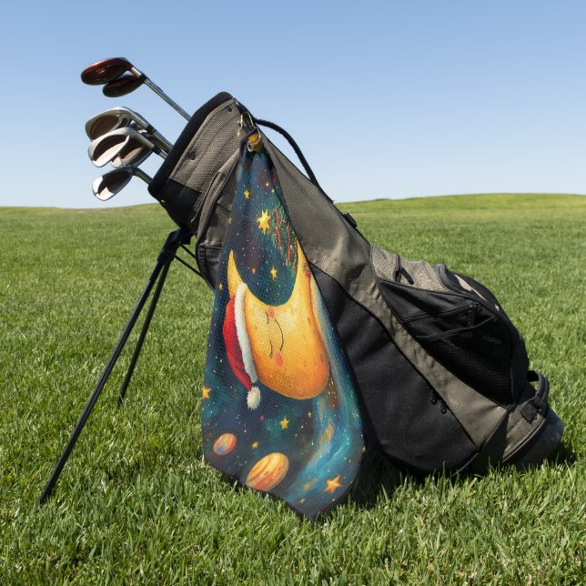 Toalla De Golf Navidades divertidos celebran la galaxia lunar (Verde)