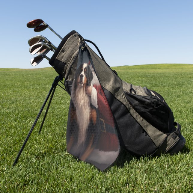 Toalla De Golf Navidades festivos Bernese Mountain Dog Santa Clau (Verde)