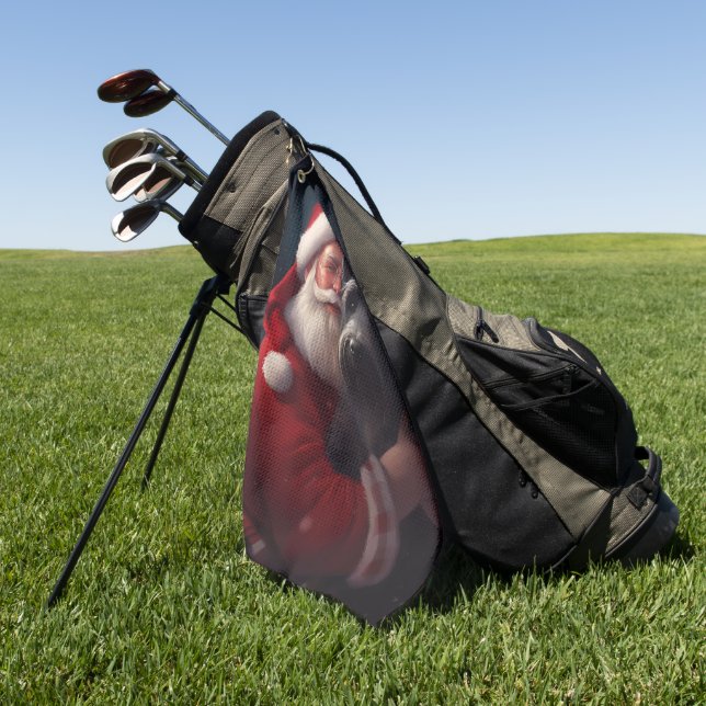 Toalla De Golf Navidades festivos Scottish Terrier Santa Claus (Verde)