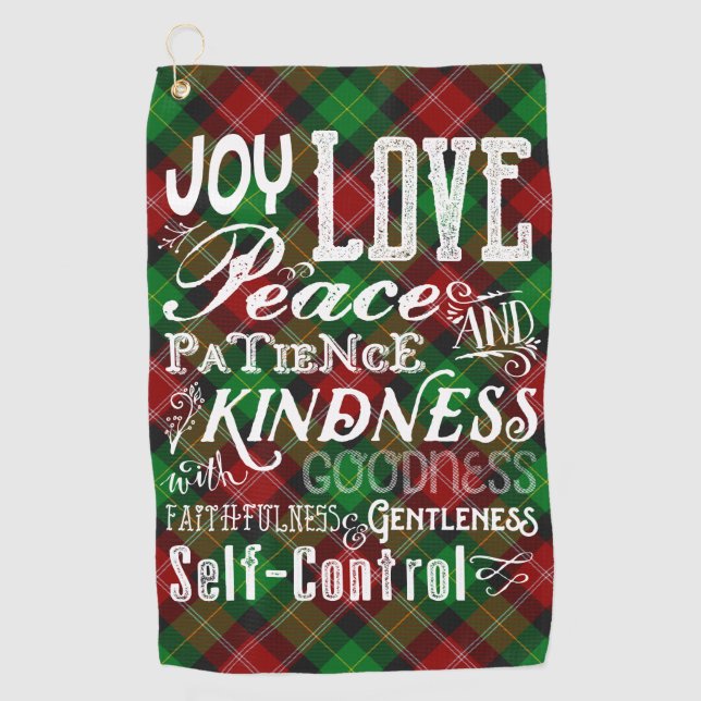 Toalla De Golf Navidades Fruta de la tipografía espiritual Tartán (Anverso)
