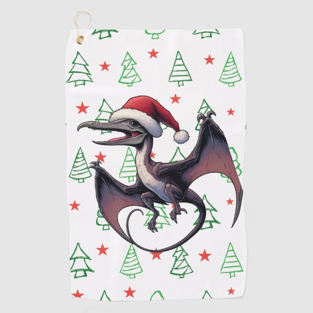 Toalla De Golf Navidades Santa hat pterodáctilo (Anverso)