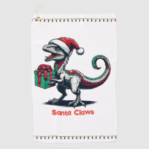 Toalla De Golf Navidades Santa hat raptor