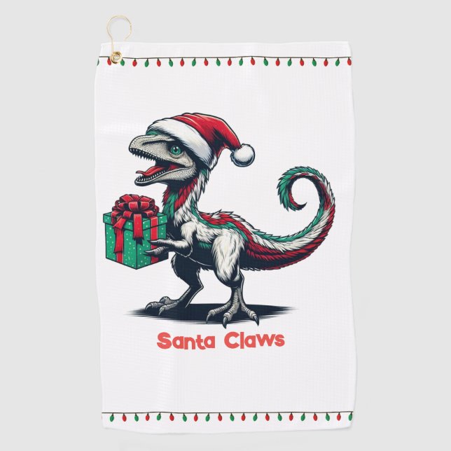 Toalla De Golf Navidades Santa hat raptor (Anverso)
