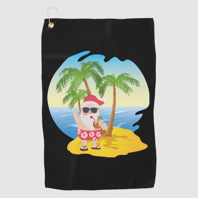 Toalla De Golf Navidades Tropical Beach Funny Santa Claus (Anverso)