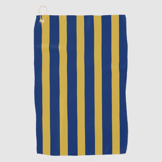 Toalla De Golf Navy Blue and Metallic Gold Vertical Striped (Anverso)