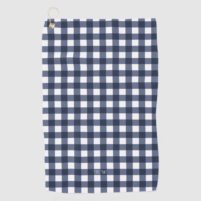 Toalla De Golf Navy Blue Gingham Plaid (Anverso)