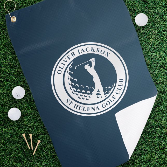 Toalla De Golf Navy Blue Monogram Golfer Swing (Subido por el creador)