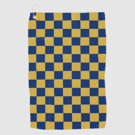 Toalla De Golf Navy Blue with Metallic Gold Square Pattern