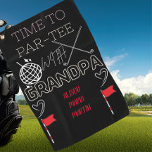 Toalla de golf negra del abuelo con nombre de niet