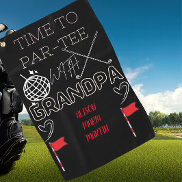 Toalla de golf negra del abuelo con nombre de niet