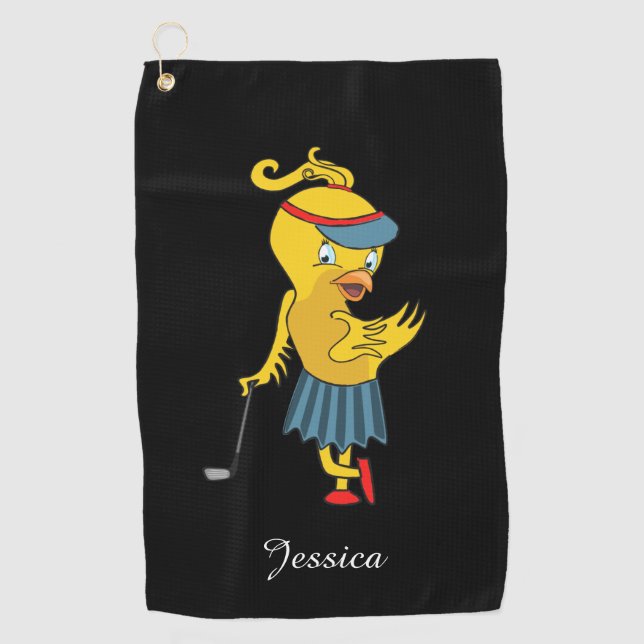 Toalla De Golf Negro pájaros mullidos (Anverso)