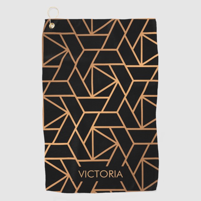 Toalla De Golf Negro y modelo elegante del oro (Anverso)