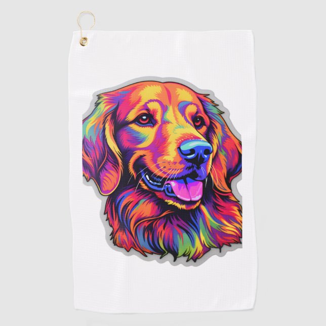 Toalla De Golf Neon Golden Retriever (Anverso)