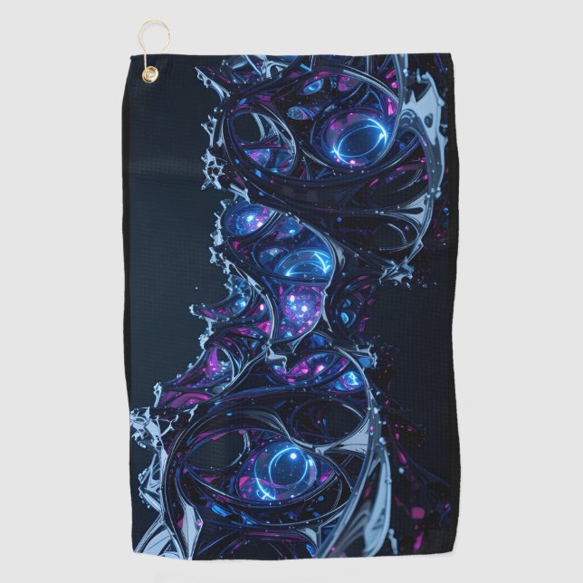 Toalla De Golf Neon Nexus: Estructura Tecnoorgánica entretejida (Anverso)