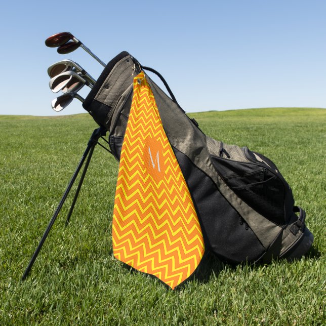 Toalla De Golf neon orange  yellow    chevron - add monogram (Verde)