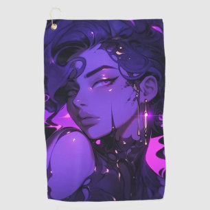 Toalla De Golf Neon Purple Fantasy Anime Chica