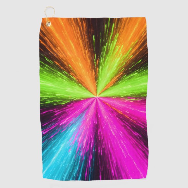 Toalla De Golf Neon Radial Burst Explosion (Anverso)