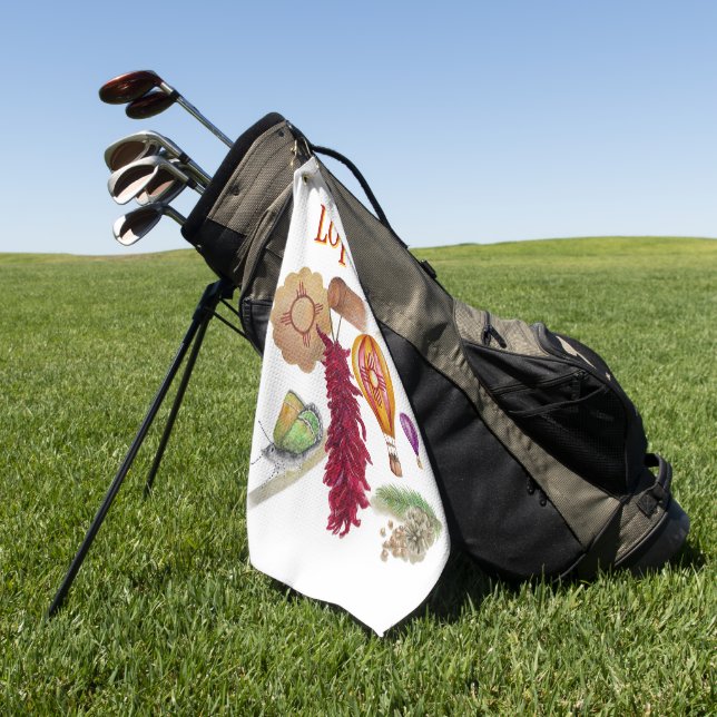 Toalla De Golf New Mexico Red Chile Pinõn Zia Hot Air Balloon  (Verde)