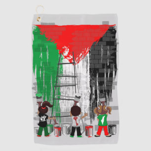 Toalla De Golf Niños de Gaza pintando la bandera de Palestina 