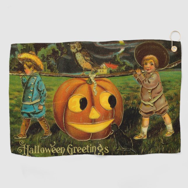 Toalla De Golf Noche de halloween Jack-o-Lantern para niños (Horizontal)
