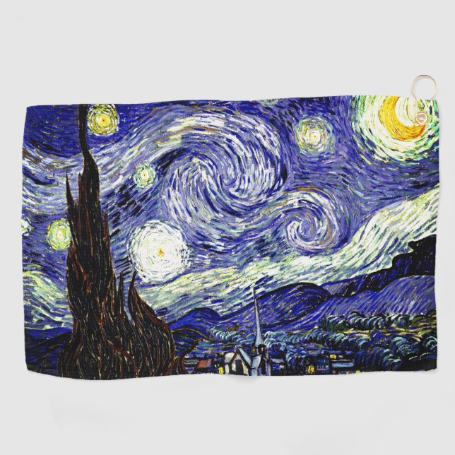 Toalla De Golf Noche estrellada de Van Gogh, 1889 (Horizontal)