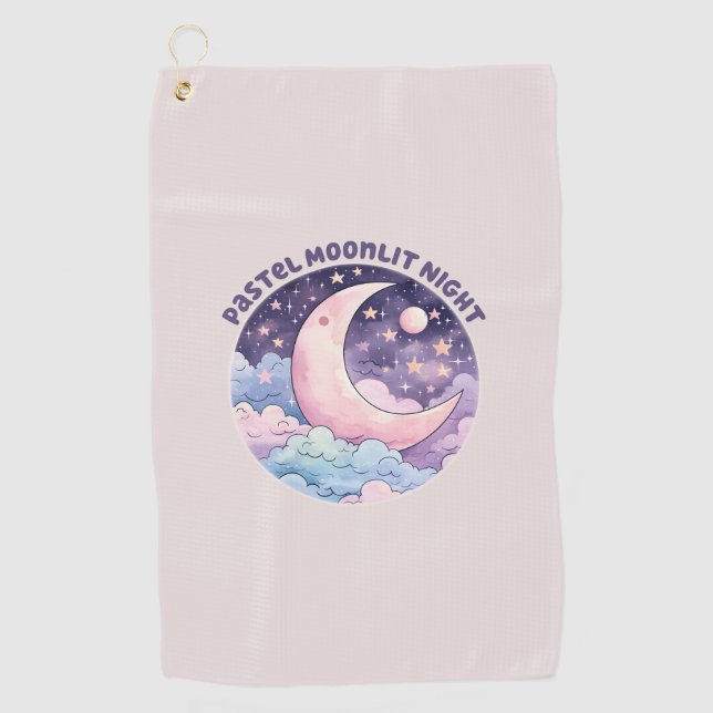 Toalla De Golf Noche Pastel Moonlit - Luna Crescent Dreamy (Anverso)