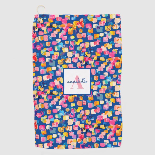 Toalla De Golf Nombre abstracto de color claro personalizado (Anverso)