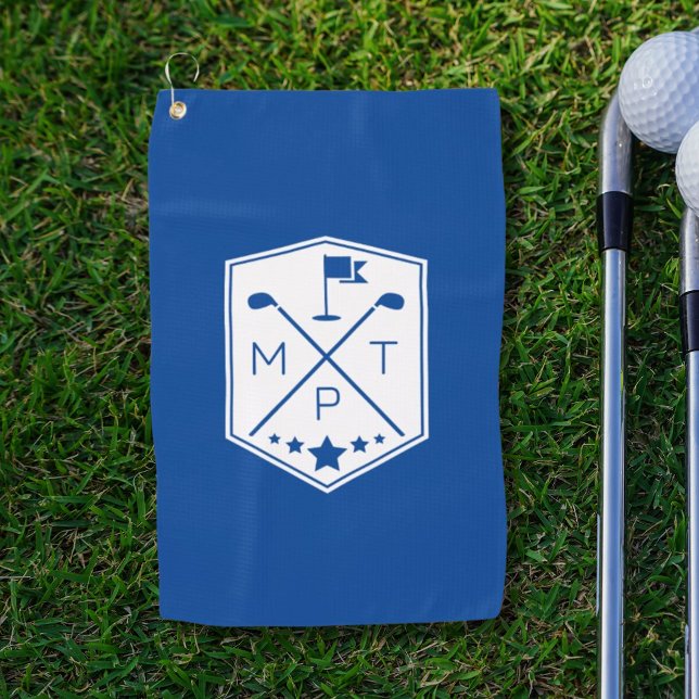 Toalla De Golf Nombre azul monograma personalizado (Subido por el creador)