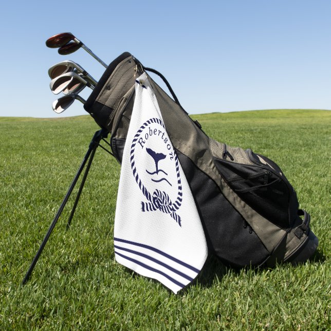 Toalla De Golf Nombre costero náutico Marina de ballena Azul (Verde)