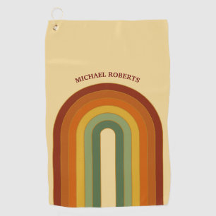 Toalla De Golf Nombre de arcoiris retro silenciado y con capas de