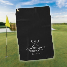 Toalla De Golf Nombre de club de golf personalizado negro y blanc
