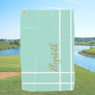 Toalla De Golf Nombre de costumbre minimalista verde de menta sim