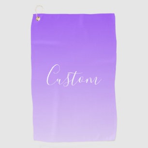 Toalla De Golf Nombre de escritura cursiva y ombre morado claro e