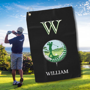 TOALLA DE GOLF NOMBRE DE GOLFER PERSONALIZADO MONOGRAM GOLF TOWEL