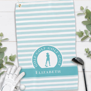 Toalla De Golf Nombre de Golfer Silhouette Femenino Monograma Nom
