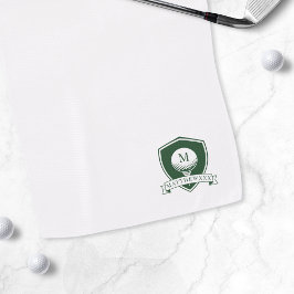 Toalla De Golf Nombre de Golfista Moderno Monograma Verde y Blanc