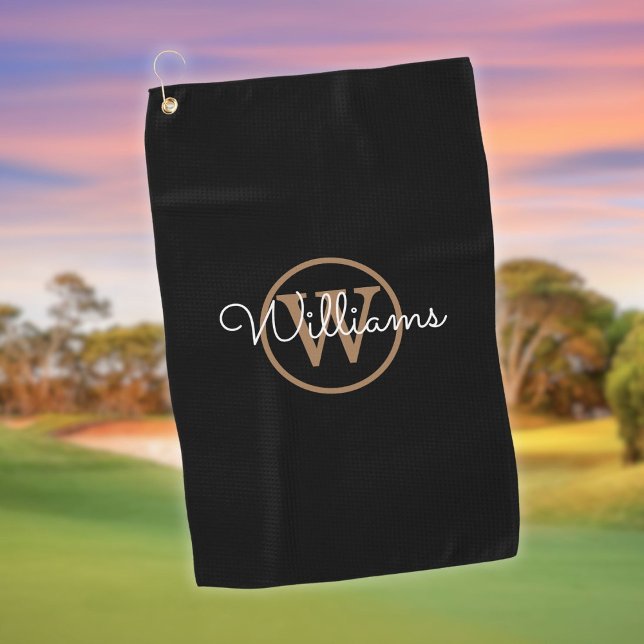 Toalla De Golf Nombre de guión de estilo monograma personalizado (Personalized Monogram Stylish Script Name Golf Towel)
