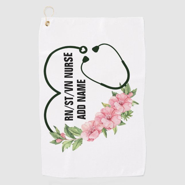 Toalla De Golf Nombre de la enfermera veterana de registro de est (Anverso)