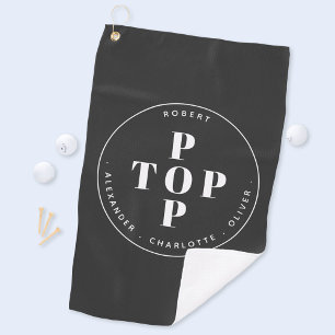 Toalla De Golf Nombre de la familia personalizada del padre pop s